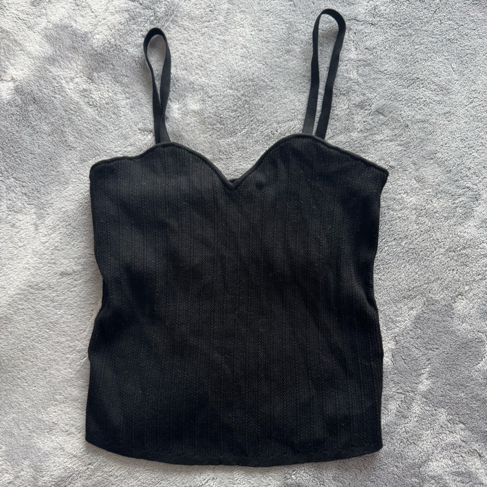 Alice + Olivia Elegant Black Strappy Top Knit size S